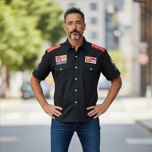 Ferrari F1 Team Pit Shirt Vodafone Shell Bridgestone Marlboro Button Up